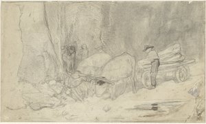 Carro di buoi su strada di montagna