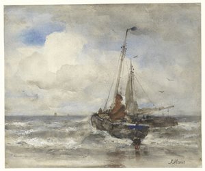 Due pescherecci sulla spiaggia da Jacob Maris
