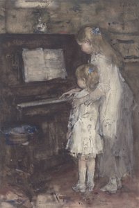 Due ragazze al pianoforte da Jacob Maris