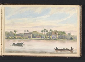 Veduta della piantagione di caffè Frederiksdorp sul fiume Commewijne da Jacob Marius Adriaan Martini van Geffen