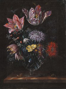 Un vaso di vetro con fiori da Jacob Marrel