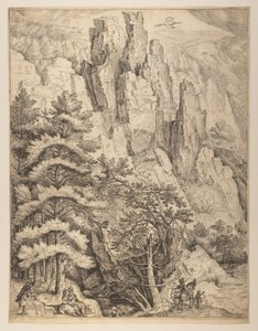 Paesaggio boemo con coppie e cacciatori (lastra di sinistra) da Jacob Matham