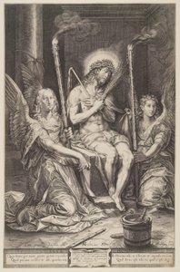 Cristo sulla pietra fredda con due angeli da Jacob Matham