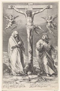 Cristo sulla croce, con Giovanni e Maria da Jacob Matham