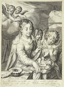 Vergine Maria con il bambino circondata da angeli da Jacob Matham