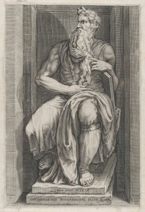 Speculum Romanae Magnificentiae: Mosè dopo la scultura di Michelangelo da Jacob Matham