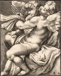 Due putti che cantano da Jacob Matham