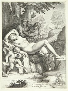 Venere e Cupido dormono e vengono osservati dai satiri