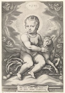 Bambino Gesù seduto con agnello da Jacob Matham