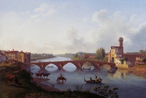 The Ponte a Mare in Pisa da Jacob Philipp Hackert