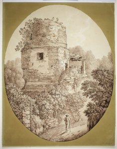 Torre con uomo che cammina da Jacob Philipp Hackert