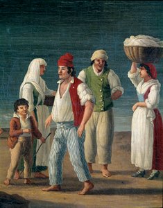 Pescatori e contadine di Barletta, Italia (dettaglio, dipinto di Jacob Philipp Hackert detto Hackert d