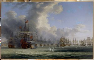 La battaglia di Chesma. Inizio dei combattimenti il 5 luglio 1770 da Jacob Philippe Hackert