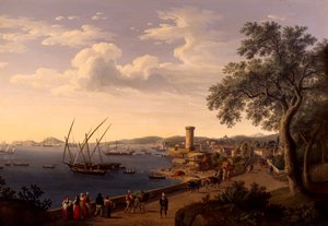 Il porto di Gaeta, il molo e la fortezza da Jacob Philippe Hackert