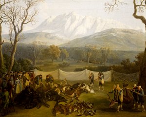 Inverno: caccia nella riserva di Persano da Jacob Philippe Hackert