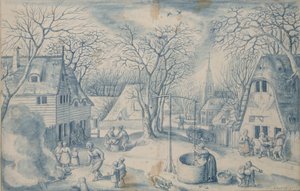 Scena di un villaggio: inverno, 16° secolo