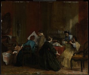 Gruppo di donne che guardano fotografie stereoscopiche da Jacob Spoel