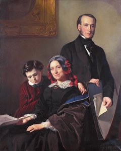 La signora A J Schmidt-Keiser, vedova del pittore Willem Hendrik Schmidt (1809-49), maestro di Jacob Spoel, con il fratello J N Keiser e il figlio di dieci anni