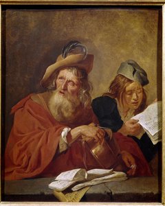 Suonatore di chitarra (musicista con un occhio solo) da Jacob Toorenvliet
