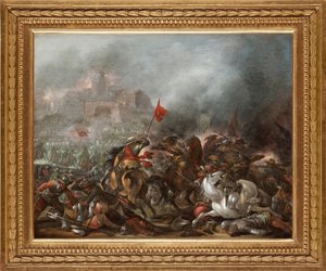Battaglia tra turchi e cristiani durante la presa di Costantinopoli da parte dell