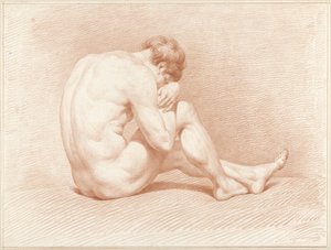 Nudo maschile seduto, la testa sul ginocchio da Jacob Willemz. de Vos