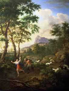 Paesaggio arcadico con Pan e Siringa da Jacob de Heusch