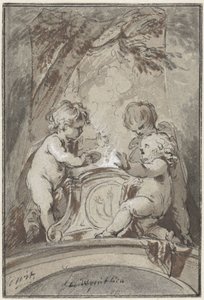 Allegoria con tre putti presso un altare