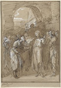 Cristo tra i farisei davanti a una porta da Jacob de Wit