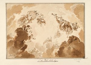 Progetto per soffitto: il viaggio di Fetonte verso il sole da Jacob de Wit