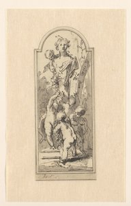 Putti con busto di donna tra gli alberi