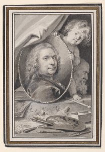 Autoritratto entro una cornice decorativa allegorica da Jacob de Wit