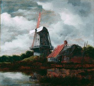Paesaggio con casa colonica e mulino a vento da Jacob van Ruisdael