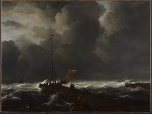 Mare agitato a un molo da Jacob van Ruisdael
