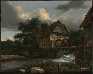 Due mulini ad acqua e una chiusa aperta da Jacob van Ruisdael