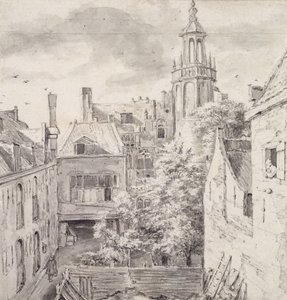 Veduta del cortile della casa degli arcieri della gilda di San Sebastiano sul Singel ad Amsterdam da Jacob van Ruisdael