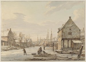 Veduta presso le mura cittadine di Dordrecht in inverno da Jacob van Strij