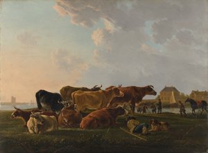 Paesaggio con bestiame, probabilmente ca. 1800 da Jacob van Strij