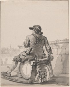 Uomo Seduto su una Botte su una Carriola da Jacob van Strij