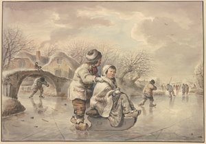 Paesaggio invernale con pattinatori da Jacob van Strij