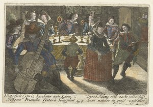 Studenti e musicisti a cena (Pugillus facetiarum iconographicarum in studiosorum)