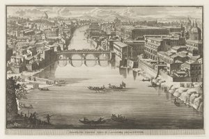 Veduta di Roma con il Ponte Sisto sul fiume Tevere da Jacobus Baptist