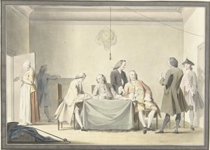 Seduta dei Commissari per la ricezione del Dono Liberale, o 50esimo penny, 12 settembre 1747 da Jacobus Buys (signed by artist)