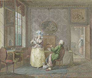 Coppia che suona in un interno da Jacobus Johannes Lauwers