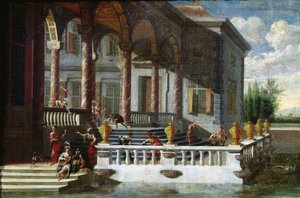 Palazzo italiano con galleria e terrazza da Jacobus Saeys