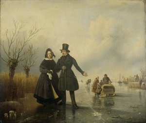 Ritratto del Signor e della Signora Thijssen sul ghiaccio da Jacobus Sörensen