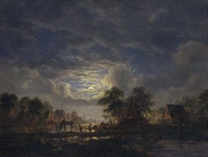 Villaggio su un canale, 1840 da Jacobus Theodorus Abels
