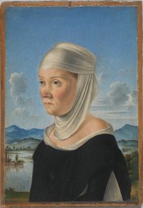 Ritratto di donna, forse una monaca di San Secondo; (verso) scena a grisaglia da Jacometto Veneziano