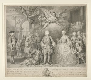 Ferdinando VI e la sua regina Maria Barbara di Braganza con Scarlatti e il celebre castrato italiano Farinelli