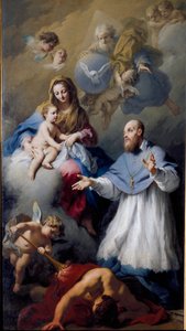 Vergine e Bambino con San Francesco di Sales, rappresentazione della Santissima Trinità da Jacopo Amigoni