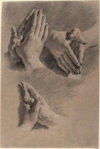 Tre studi di mani giunte in preghiera